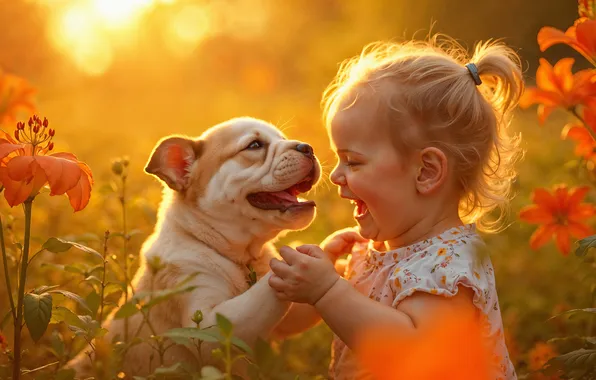 Summer, the sun, light, joy, flowers, nature, smile, glade
