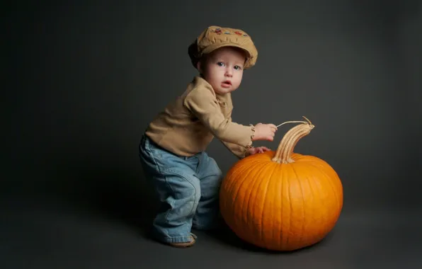 Picture children, holiday, mood, child, pumpkin, Halloween
