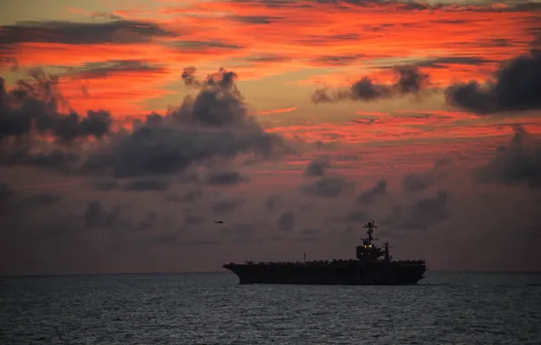 Picture sea, night, army, nimitz-class aircraft carrier USS John C. Stennis (CVN 74)