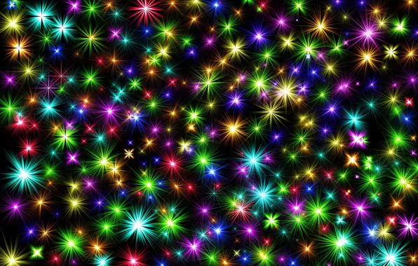 New year, lights, Christmas, colorful, stars