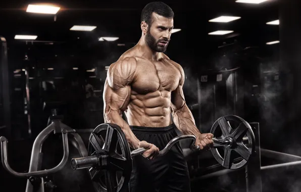 Pose, muscle, muscle, rod, athlete, biceps, gym, bodybuilder