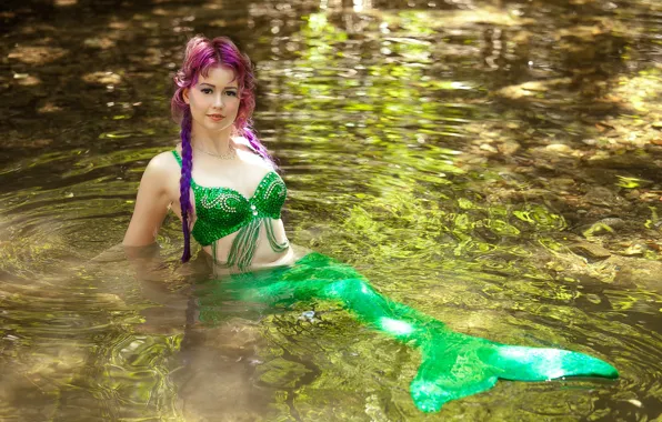 Picture look, water, face, body, mermaid, pond