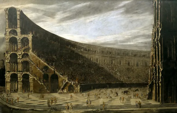 People, picture, Colosseum, architecture, The Prospect Of A Roman Amphitheatre, Viviano Codazzi