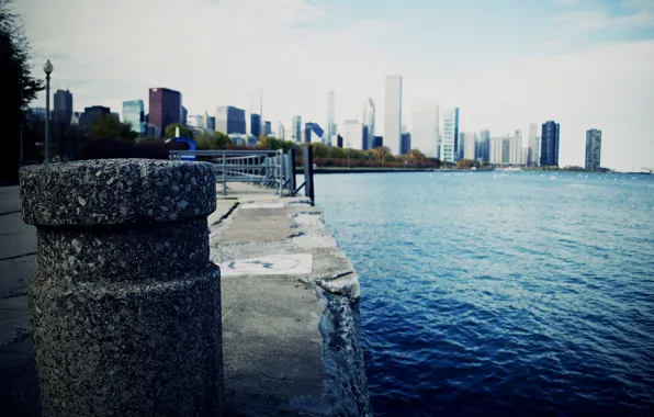 The sky, water, the city, skyscrapers, Chicago, Chicago, Illinois