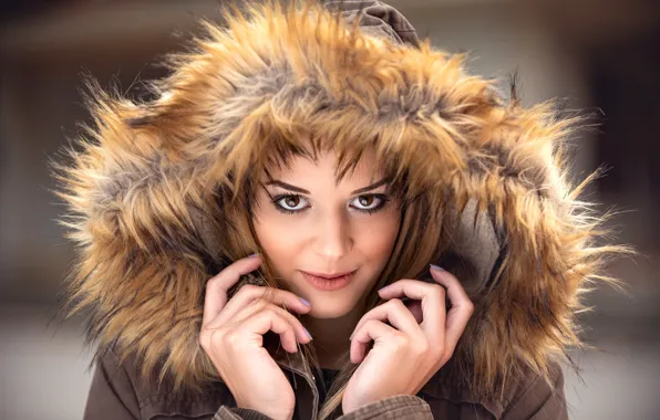 Picture eyes, look, girl, portrait, hood
