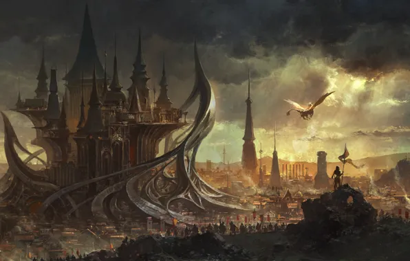 The city, dragon, construction, army, Tusi