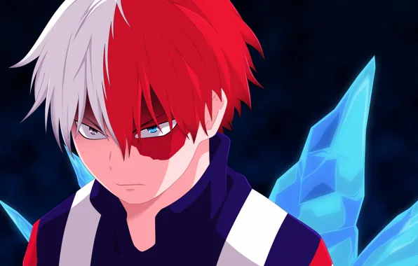 Fire, ice, anime, boy, hero, manga, japanese, seifuku
