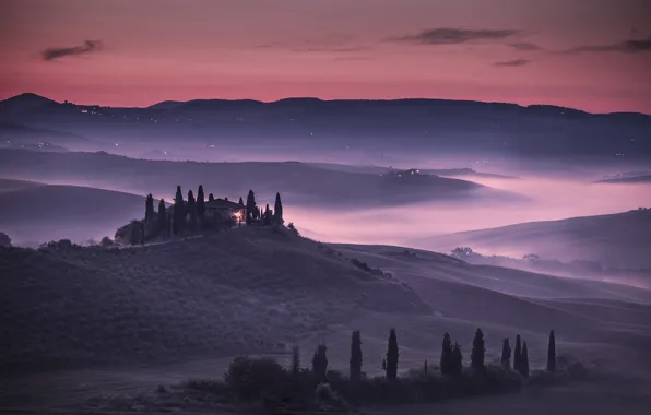 Picture hills, sunrise, italy, toscana