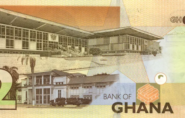 Picture house, two, Money, Ghana, Bank, Cedis