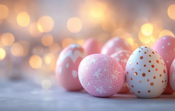 Light, lights, holiday, eggs, spring, Easter, pink, light background