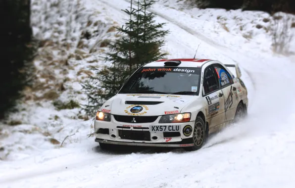 Race, Winter, White, Snow, Sport, Mitsubishi, Lancer, WRC