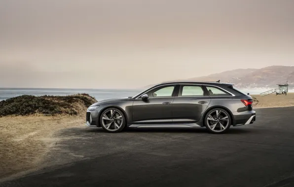 Audi, side view, universal, RS 6, 2020, 2019, dark gray, V8 Twin-Turbo