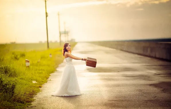 Road, look, girl, Asian