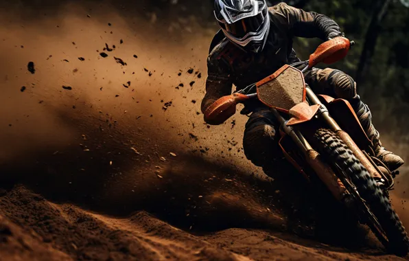 Dirt, Motorcycle, Squirt, Male, Digital art, Athlete, Motorsport, AI art