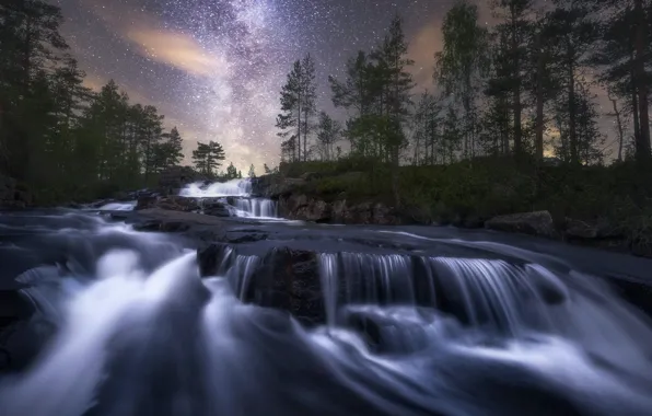 Night, nature, river