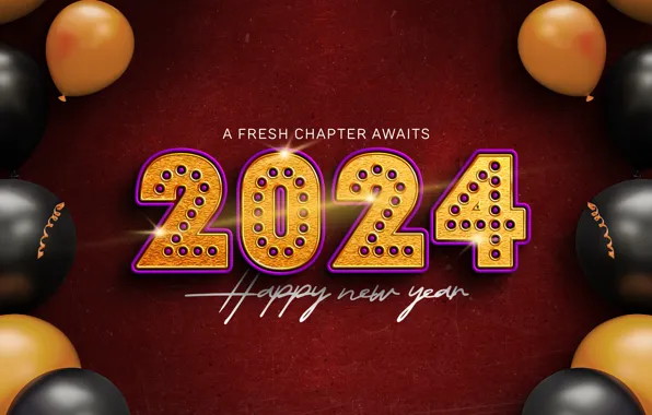 Figures, New year, date, composition, 2024, New Year 2024