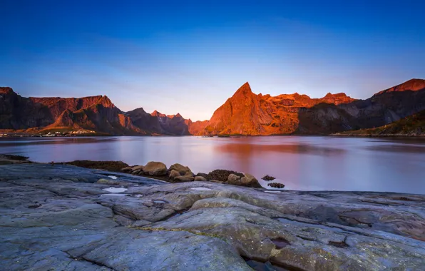 The sky, landscape, mountains, nature, blue, stones, rocks, blue