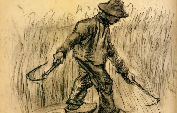 Picture hammer, Vincent van Gogh, Reaper, working in the hat