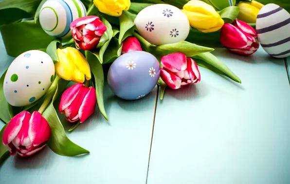 Picture flowers, spring, colorful, Easter, tulips, wood, flowers, tulips