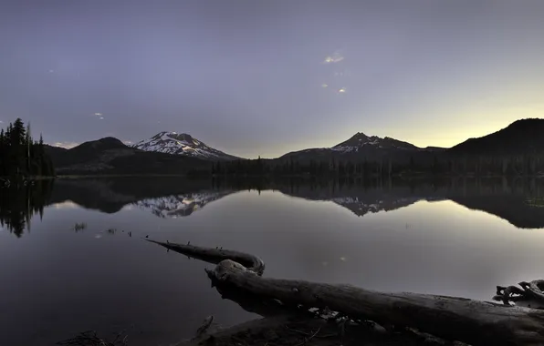 Picture mountains, nature, lake, reflection, Oregon, Sparks Lake near Bend
