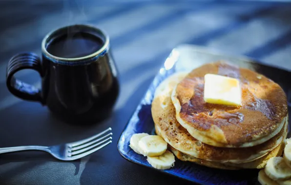 Picture coffee, pancakes, breakfast