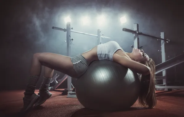 Picture blonde, ball, female, workout, gym