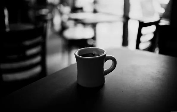 Mood, coffee, Cup, cafe, black and white, mood