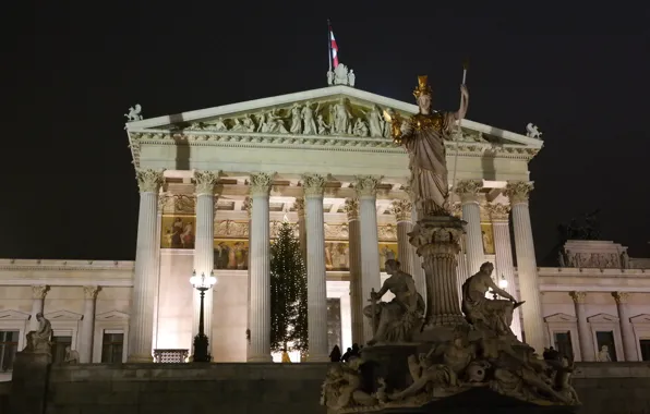 Lights, holiday, tree, Austria, Parliament, Christmas, sculpture, Vienna