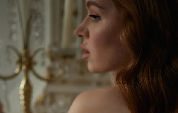 Model, mole, shoulder, candle, Svetlana Krivchikova