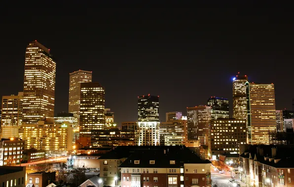 Picture night, Colorado, USA, America, night, downtown, Denver, Usa