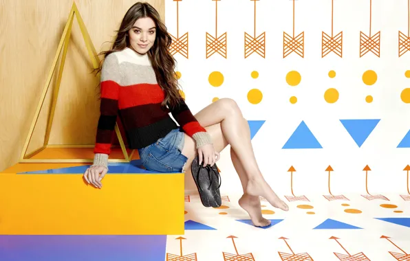 Look, girl, photo, hair, jacket, sitting, Hailee Steinfeld