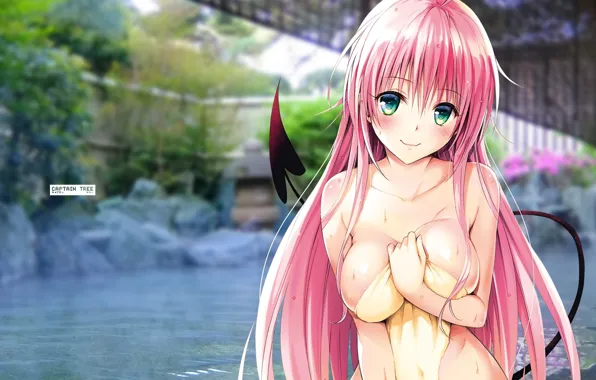Girl, retouching, Lala Satalin Deviluke, hot springs, by Captain-Tree, To LOVE-Ru
