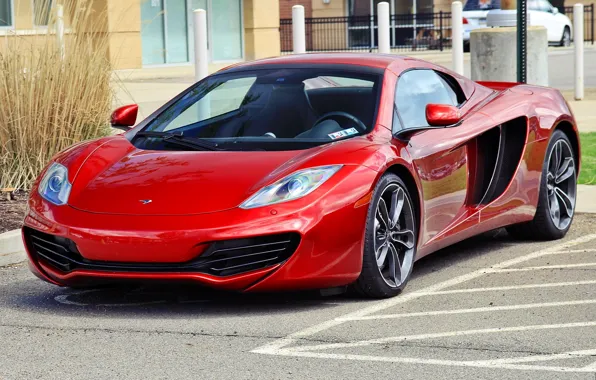 Picture McLaren, red, MP4-12C, street