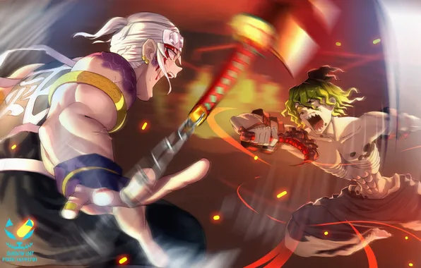 Blood, the demon, battle, guys, Tengen Uzui, Kimetsu no Yaiba: Yuukaku-hen, Gyuutarou