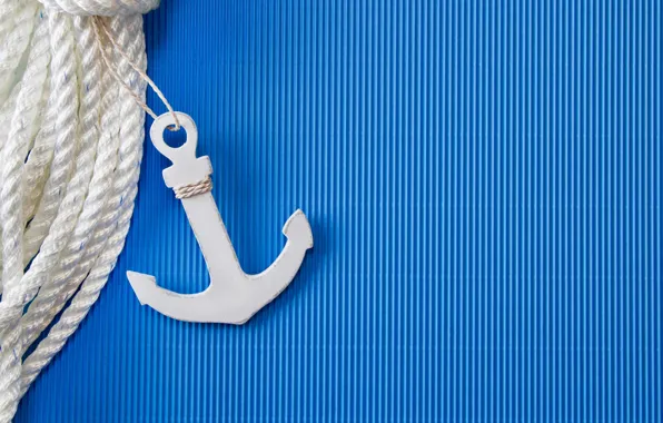 Picture strip, background, blue, rope, anchor