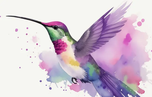 Birds, bird, figure, colorful, Hummingbird, watercolor, bird, bird