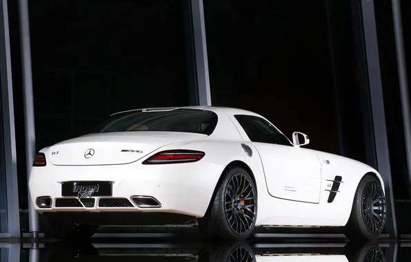 Car, machine, reflection, tuning, reflection, INDEN Design Mercedes SLS AMG, 2400x1583