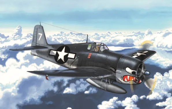 War, art, painting, WW2, The Grumman F6F Hellcat
