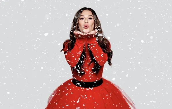 Winter, look, girl, snow, pose, hair, Lea Michele