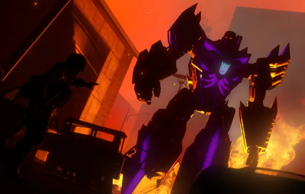 Picture fire, dark, Megatron, Transformers, Decepticon