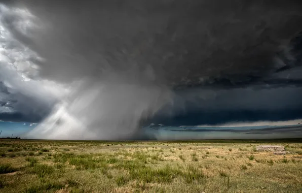 Picture field, clouds, the steppe, the shower