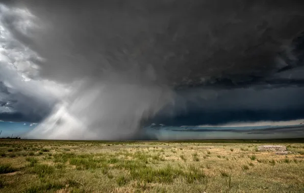 Field, clouds, the steppe, the shower