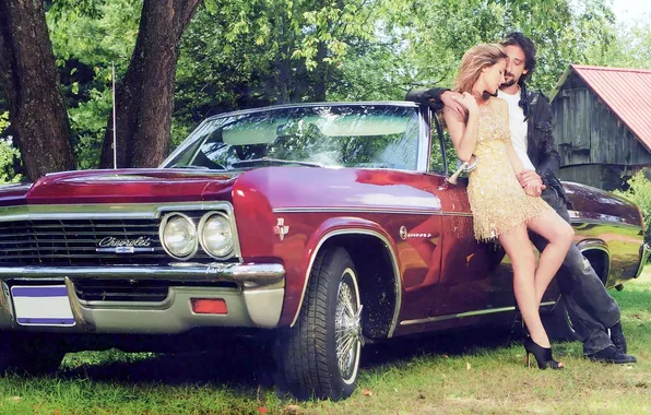 Picture trees, house, Chevrolet, Chevrolet, red, 1964, Impala, Impala