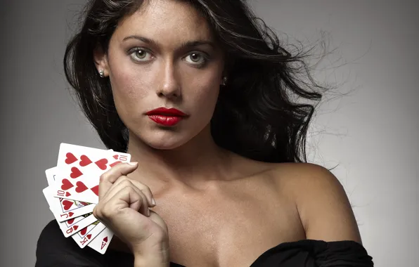 Card, look, pose, background, hand, makeup, dress, brunette