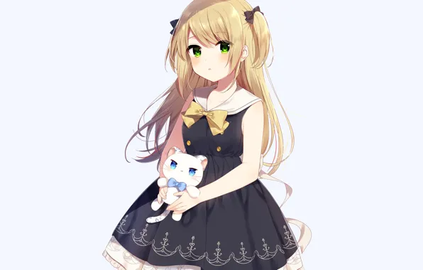 Background, toy, cat, girl