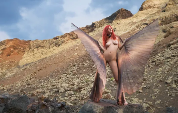 Chest, girl, naked, red, girl, sexy, ariel