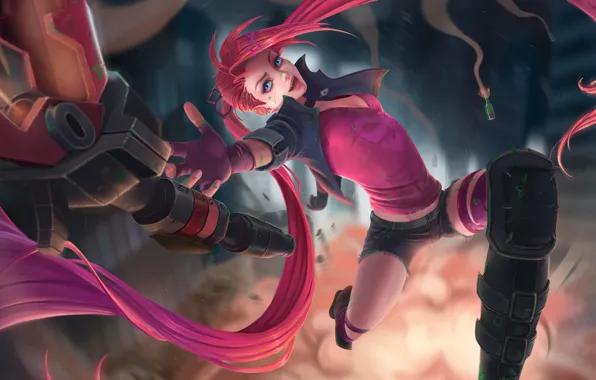 Picture Pink, Girl, Fantasy, Art, Style, League of Legends, Background, Illustration