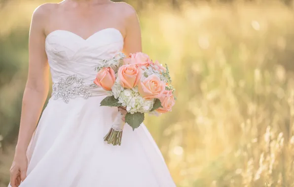 Picture bouquet, dress, the bride, wedding, wedding