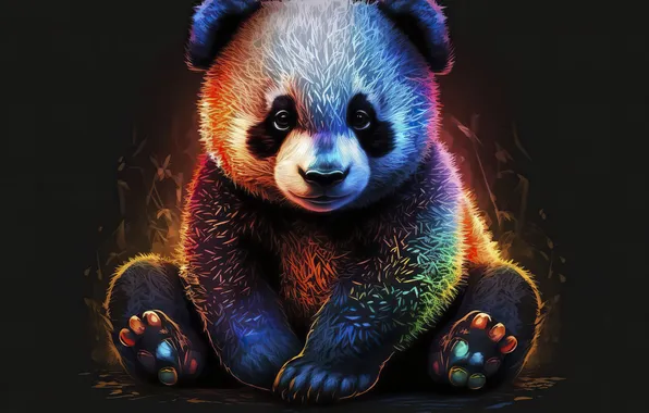 Look, lights, styling, bear, bear, Panda, bear, black background
