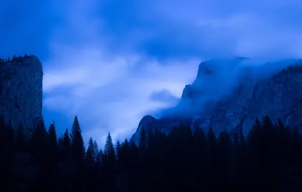 The sky, clouds, trees, mountains, nature, rocks, USA, USA